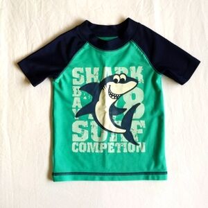 george short sleeve shark swim rash guard 3T toddler boys